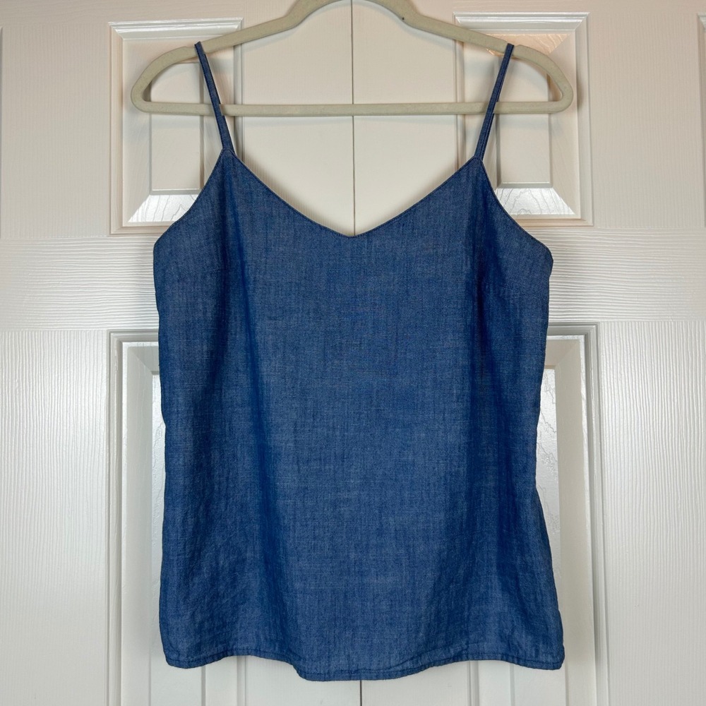 J.Crew Blue Chambray Camisole Top V-Neck Adjustable Straps Size 4